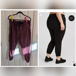 Torrid happy camper purple/maroon nylon capris